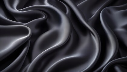Fototapeta premium Mid dark gray silk texture, wavy, smooth