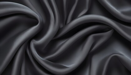 Fototapeta premium Mid dark gray silk texture, wavy, smooth