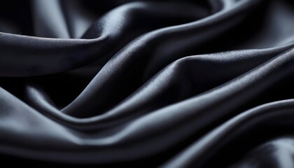 Fototapeta premium Mid dark gray silk texture, wavy, smooth
