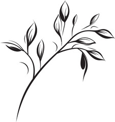 Lush Drawings Black Vector Leaf Graphic Leafy Lines Plant Leaves Badge Design