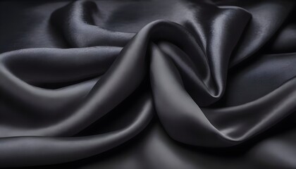 Fototapeta premium Mid dark gray silk texture, wavy, smooth