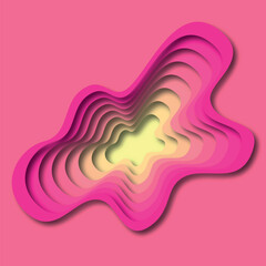 Pink banner with abstract background and paper cut shapes