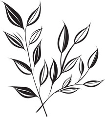 Flora Artistry Black Vector Emblem Design Verdant Vision Plant Leaves Badge Icon