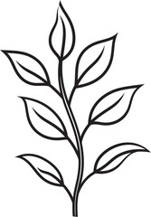 Organic Foliage Vector Graphic Design Leafy Sketch Hand Drawn Leaf Emblem