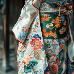 Traditional Japanese Kimono Detail in a Cultural Setting