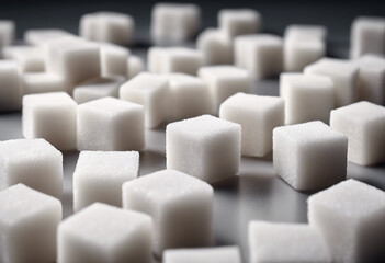 Obraz premium Set of white sugar cubes isolated on a dark background