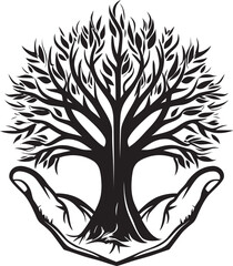 Flora Fingers Black Vector Icon Botanic Touch Plant Emblem Badge