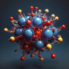 An abstract model of a chemical molecule in popular form