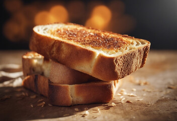 Three delicious toasted bread pieces  - Powered by Adobe