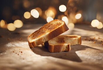 Two delicious toasted bread pieces ready for breakfast