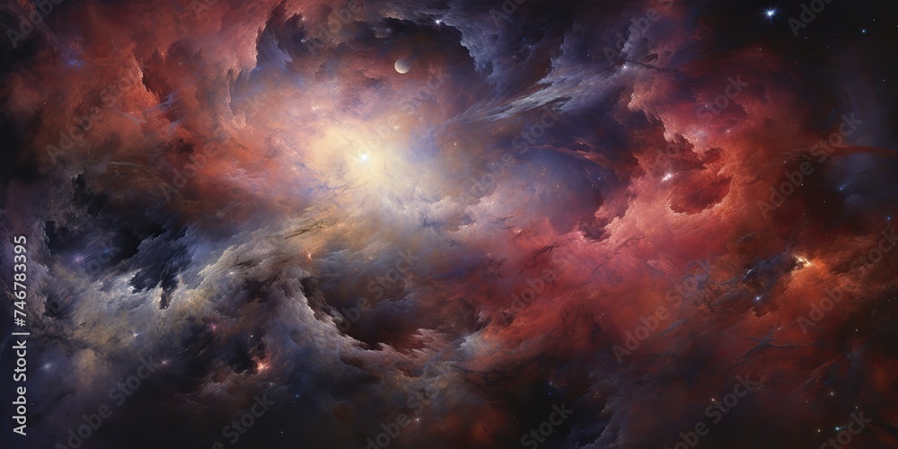 Wall mural ai generated. ai generative. galaxy space cosmic decorative universe galaxy background in pink dark 