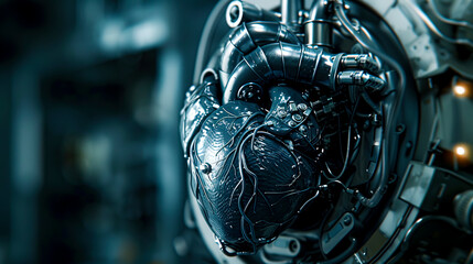 Fiery Cybernetic Heart, Fusion of Technology and Passion created with Generative AI technology