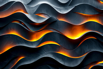 Fiery Elegance: Flowing Lava and Ash Textures in Abstract Waves created with Generative AI technology