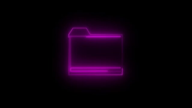 Neon glowing pink myfile icon animation in black background