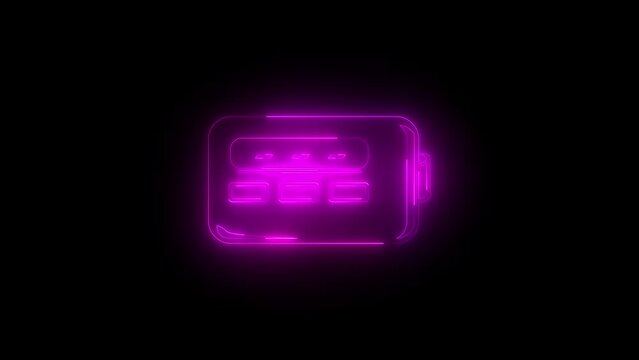 Neon glowing pink pager icon animation in black background