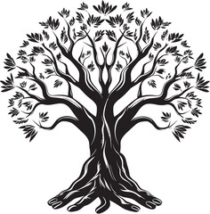 Eco Harmony Detailed Vector Graphic of Hands and Vibrant Plant in Black Botanic Caress Hands Hold Growing Plant Icon in Minimalistic Black Design