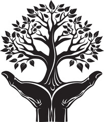 Natures Grasp Black Vector Design Organic Embrace Living Plant Emblem