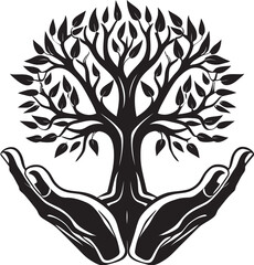 Obraz premium Verdant Grasp Living Plant Badge Greenery Touch Vector Logo Design