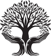 Flora Fingers Black Vector Icon Botanic Touch Plant Emblem Badge