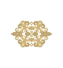Ornamental golden laced floral composition, vignette  on white background
