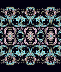 Pastel seamless border ornament,  on dark background, ornamental decor