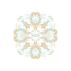 Ornamental pastel  laced floral composition, vignette  on white background