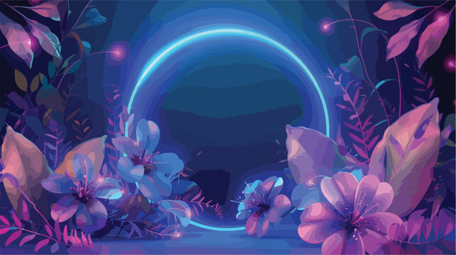 Abstract fantasy floral sci fi neon portal. Flower p