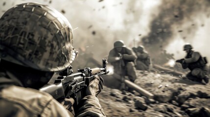 first person shooting games of a soldier at war