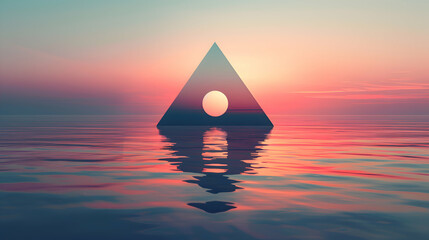 A single upside down triangle, portrayed in a flat vector style, its simplicity accentuated by clean lines and bold colors, appearing remarkably realistic in high definition - obrazy, fototapety, plakaty