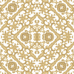 Golden ornamental texture, woven laced abstract pattern on white background