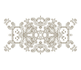 Ornamental golden laced rosette composition, vignette on white background