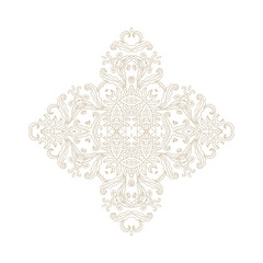 Ornamental golden laced rosette composition, vignette on white background