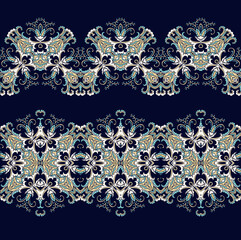 Seamless border ornament, on dark background, ornamental decor