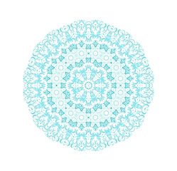 Blue coloring decorative rosette - mandala on white background