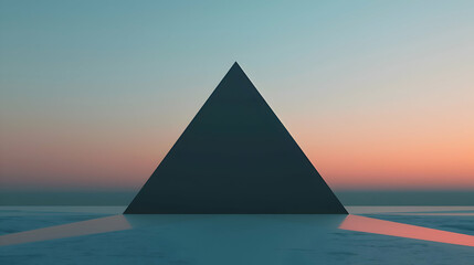 A solitary upside down triangle, rendered in a flat vector style, its form uncomplicated yet visually striking, captured with breathtaking detail by an HD camera