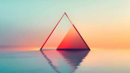 A solitary upside down triangle, rendered in a flat vector style, its form uncomplicated yet visually striking, captured with breathtaking detail by an HD camera - obrazy, fototapety, plakaty