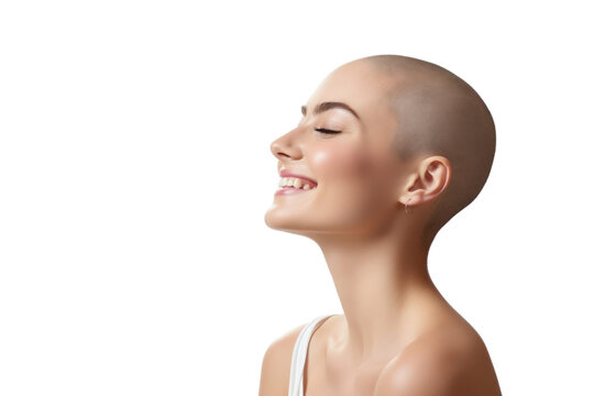 Brave Bald Woman Profile Isolated on Transparent Background