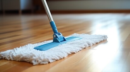 Cleaning the floor with a mop. House cleaning concept.