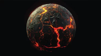 Foto op Canvas Alien hot planet with cracked surface of molten lava © zoni