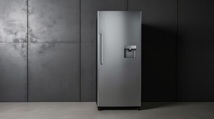 Modern Refrigerator in front of a black wall