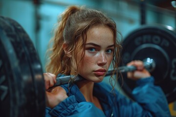 Energetic CrossFit athletes lifting weights on training