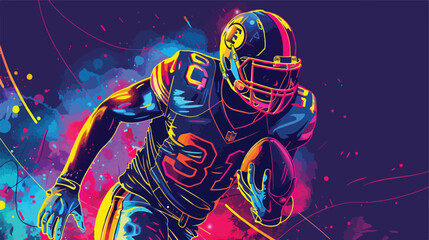 American football pop art neon colorful style isolat