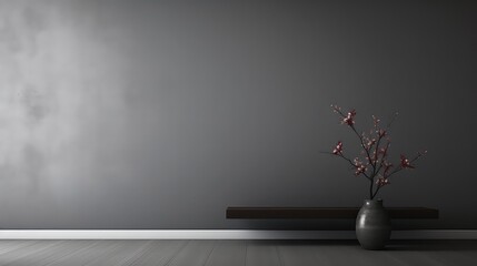 vase with flowers on wooden shelf in room