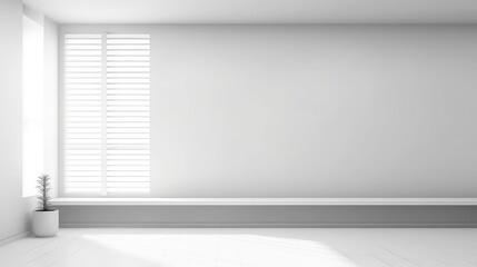 Minimalist interior wall with vases and shadows
