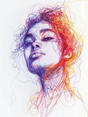 Gender Dysphoria Illustration with Scribbled Colored Lines Generative AI