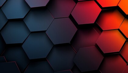 Neon hexagons pattern on dark backdrop for contemporary design projects and creative concepts. - obrazy, fototapety, plakaty