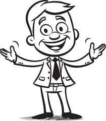 Gleeful Entrepreneur Seal Happy Businessman Icon in Black Logo Joyous Corporate Innovator Crest Vector Black Logo Design of a Smiling Stick Figure