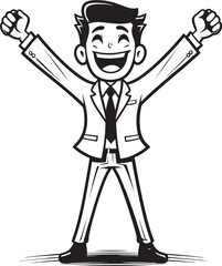 Cheerful Entrepreneurship Black Logo Featuring Joyful Businessman Corporate Euphoria Vector Graphic of Smiling Businessman in Black