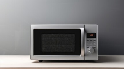 Fototapeta premium Microwave oven on table isolated on a grey background