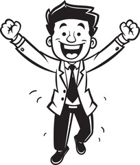 Radiant Business Director Black Logo Featuring Joyful Businessman Ecstatic Business Leader Vector Graphic of Smiling Businessman in Black